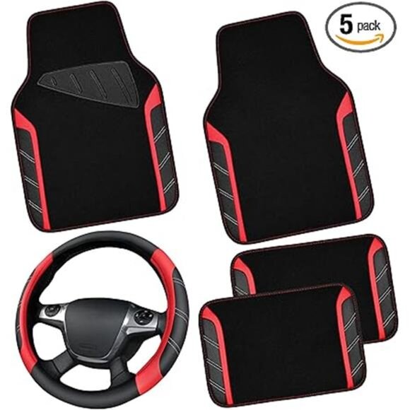 Leather Steering Wheel Cover and Waterproof Car Floor Mats,Microfiber Universal - Picture 7 of 7